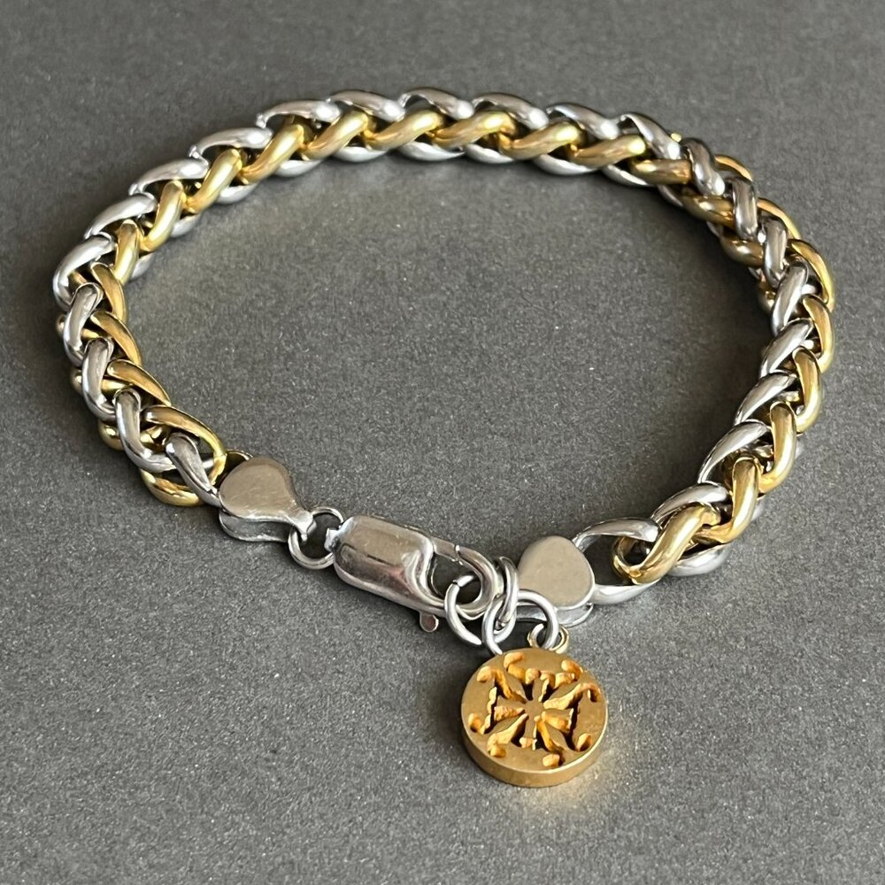 Rustic Cuff Byzantine Gold And Silver Stainless C… - image 3